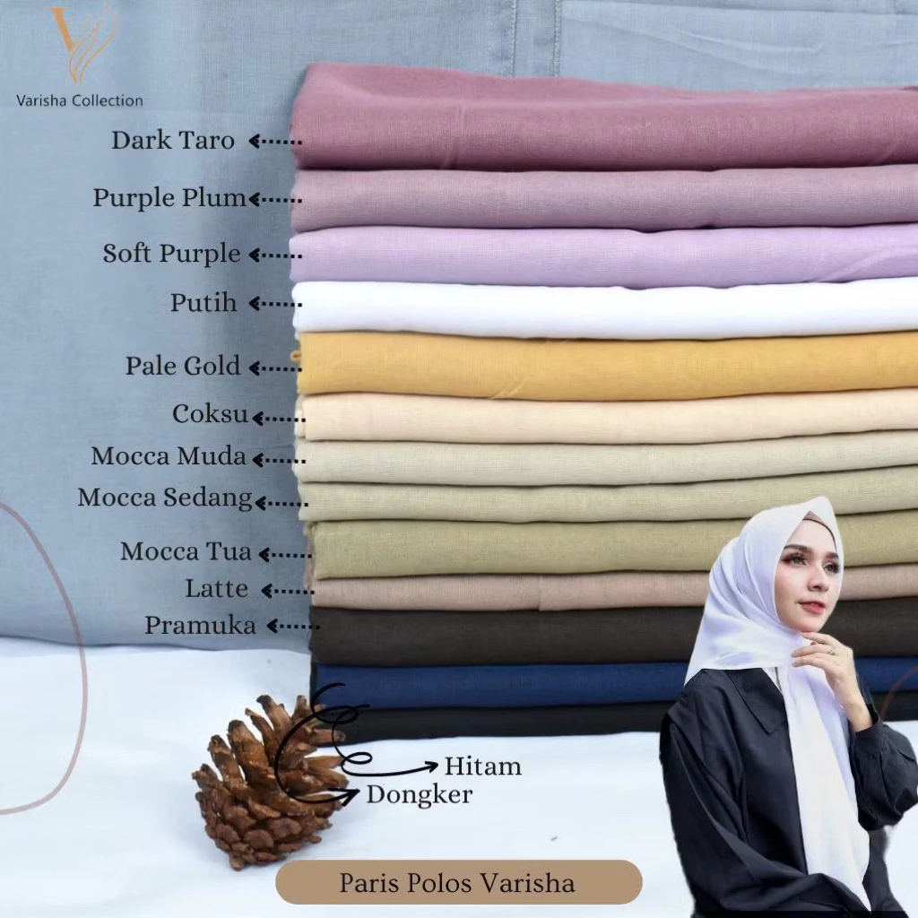 Jilbab Segi Empat Paris Polos Varisha