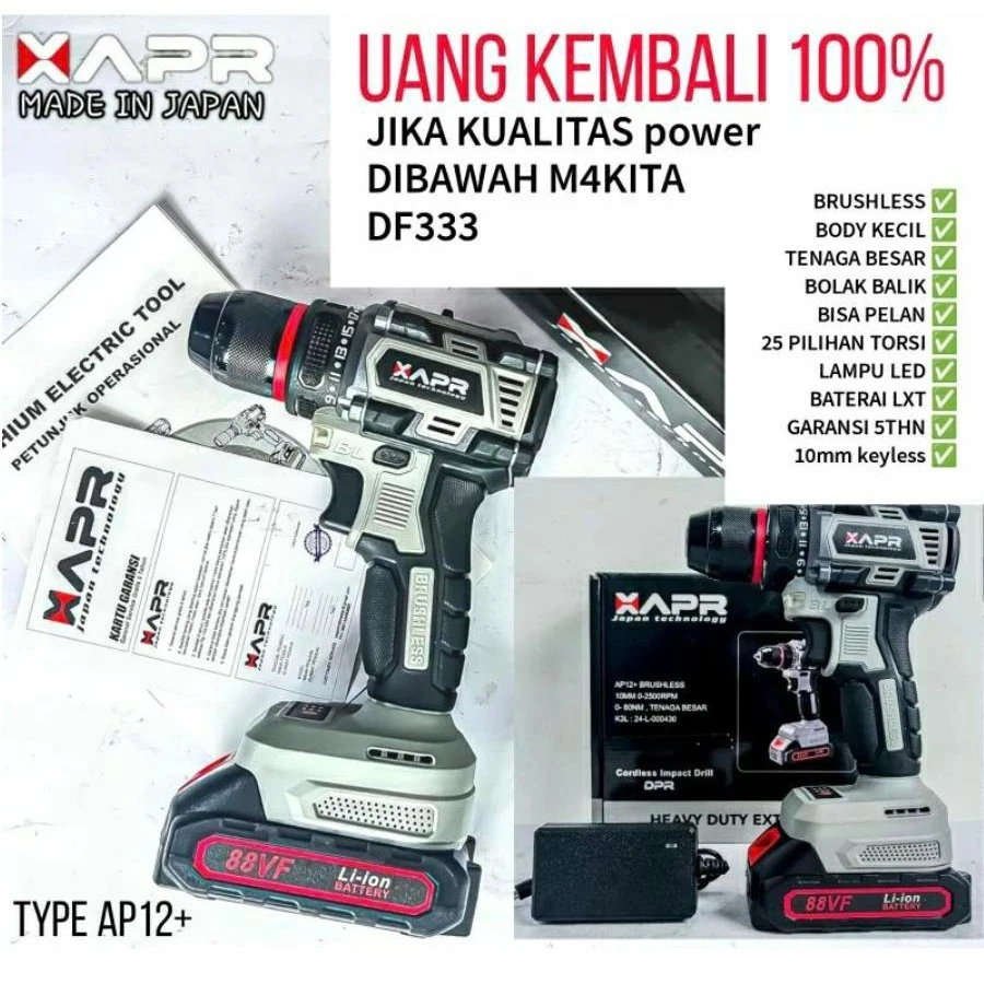 5 Rekomendasi Mesin Bor dan Impact Cordless Terbaik – Kuat, Praktis, dan Siap Tempur! 7 APR RAJA BOR AP85 PRO